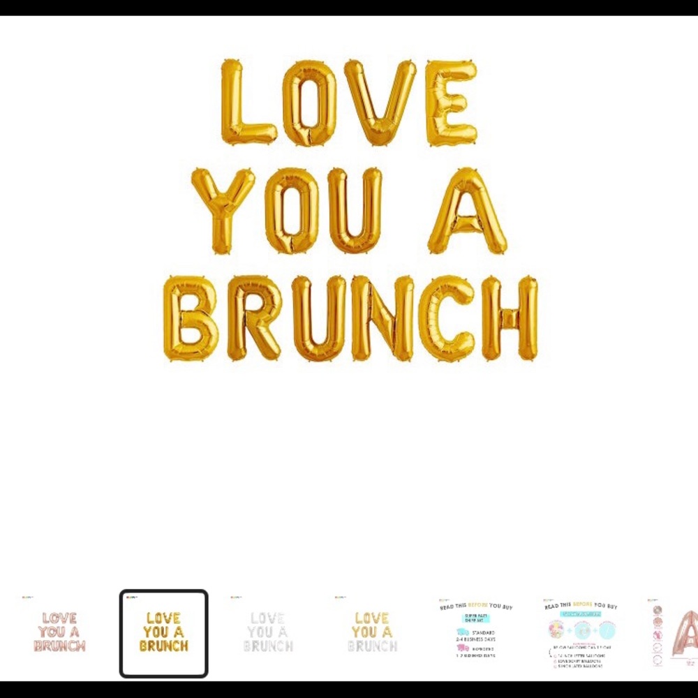 gold “love you a brunch” balloon banner